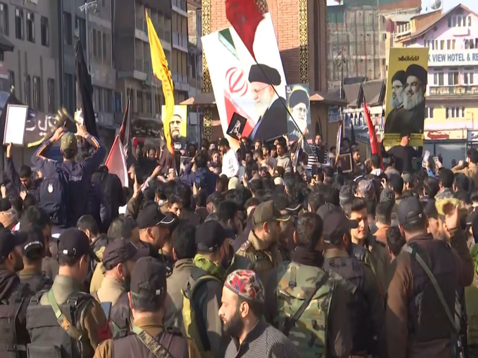 Shia Muslims in Srinagar protest killing of Ayatollah Ali Khamenei (Photo/ANI)