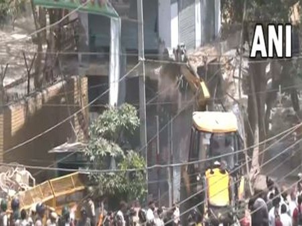   A visual from Delhi's Jahangirpuri during the anti-encroachment drive on Wednesday. (Photo/ANI)