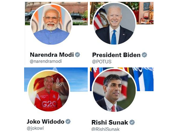 Twitter profiles of Narendra Modi, Joe Biden, Joko Widodo and Rishi Sunak (Image Source: Twitter)