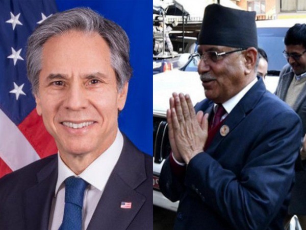 US State Secretary Antony Blinken and Nepal PM Pushpa Kamal Dahal.