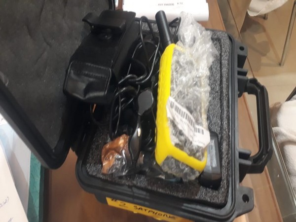 Satellite phone seized from the man at Bagdora Airport.