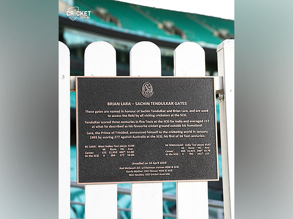 A visual of the gates named after Sachin and Lara. (Photo- cricket.com.au Twitter)