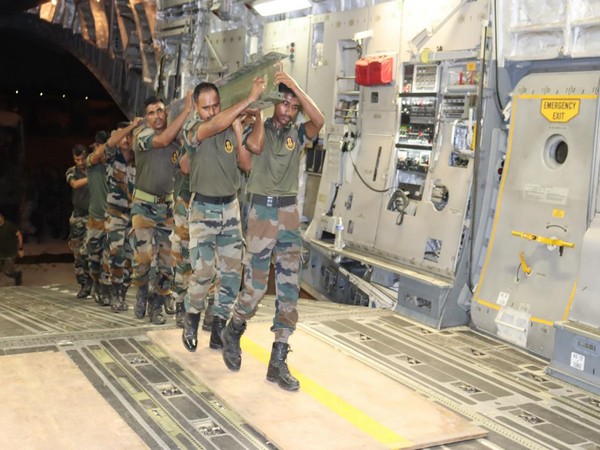 C-17 being loaded with bridging stores at Hindon (Photo/Indian Army)