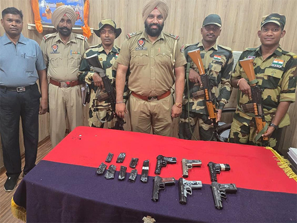 BSF, with Punjab police recover huge cache of arms on Amritsar border. (Photo/ANI)