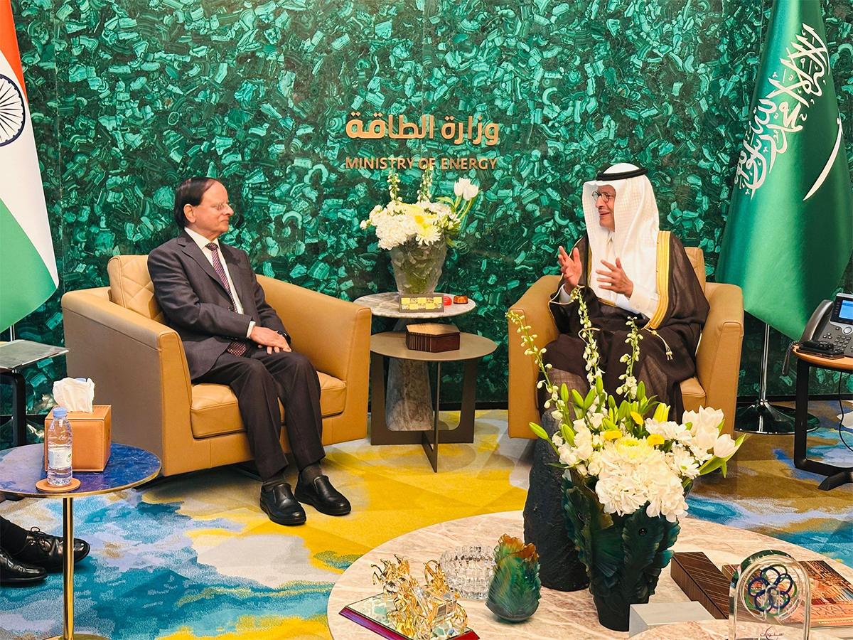 P K Mishra, Principal Secretary to the PM and Prince Abdulaziz bin Salman, Saudi Arabia's Minister of Energy (Photo/X@IndianEmbRiyadh)