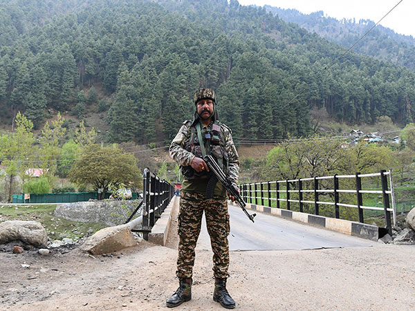 Security personnel stand guard near the incident site (Image/ANI)
