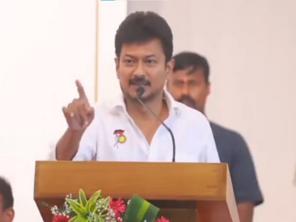 Tamil Nadu Deputy Chief Minister Udhayanidhi Stalin addresses a sports development event in Chennai (Photo/ANI)