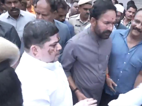 Union Minister G Kishan Reddy and Telangana Minister Poonam Prabhakar reach Hyderabad's Gulzar House (Photo/ANI) 