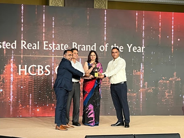 Vikas Gaur, Col. S.S. Kadyan and Parveen Hooda receives the 'Most Trusted Real Estate Brand of the Year' for HCBS Developments