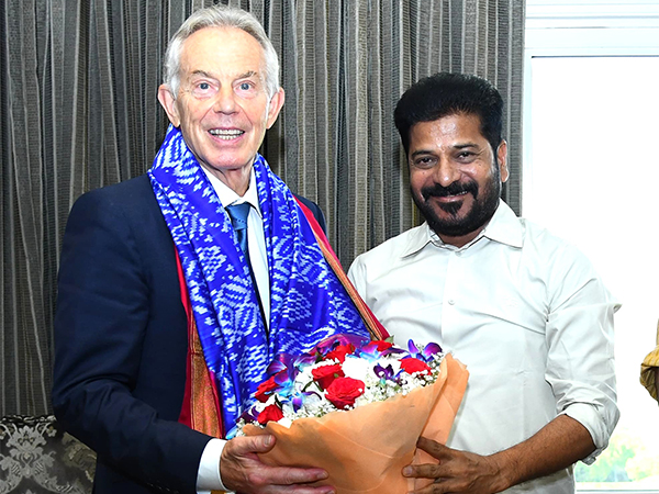 Former Prime Minister of United Kingdom, Tony Blair with Telangana CM Revanth Reddy (Image: X@TelanganaCMO)