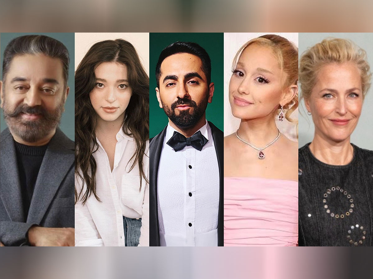 (L-R) Kamal Haasan, Mikey Madison, Ayushmann Khurrana, Ariana Grande and Gilian Anderson (Photo/Instagram)