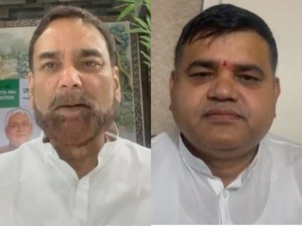 JDU leader Rajeev Ranjan and RJD leader Shakti Yadav (Photo/ANI) 