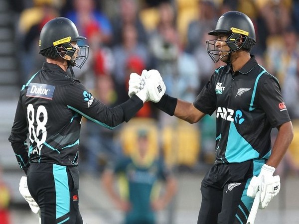 New Zealand batters Rachin Ravindra and Devon Conway. (Picture: ICC/X)