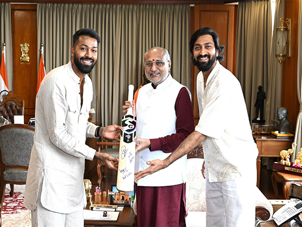 Hardik, Krunal meets Maharashtra Governor CP Radhakrishnan (Photo/ X@CPRGuv)