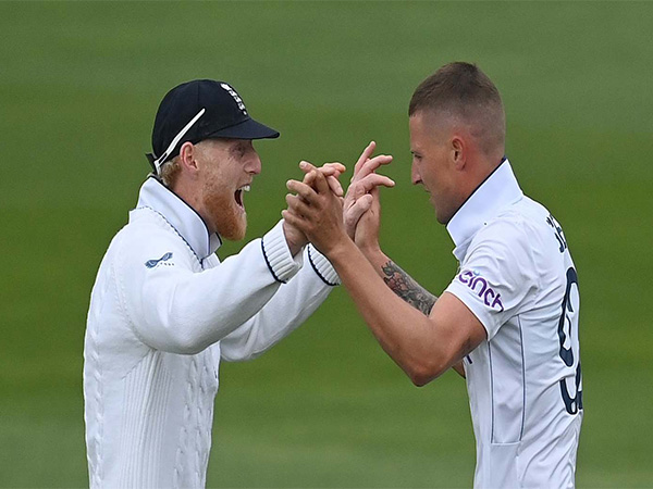 England skipper Ben Stokes and right-arm seamer Brydo Carse (Photo: ICC)