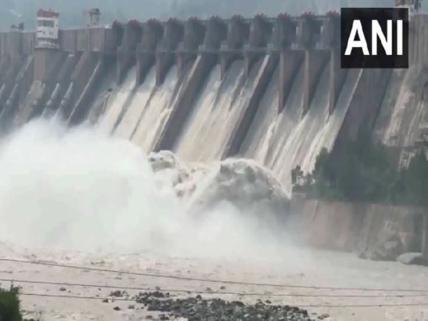 Salal dam gates opened amid rising Chenab water levels after heavy rainfall (Photo/ ANI)
