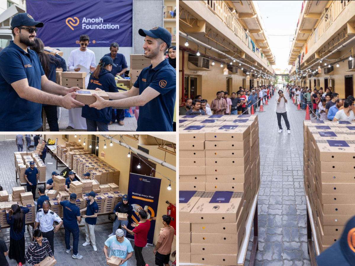 Anosh Foundation volunteers distribute Iftar meals across Al Quoz and Jebel Ali during Ramadan 2025.