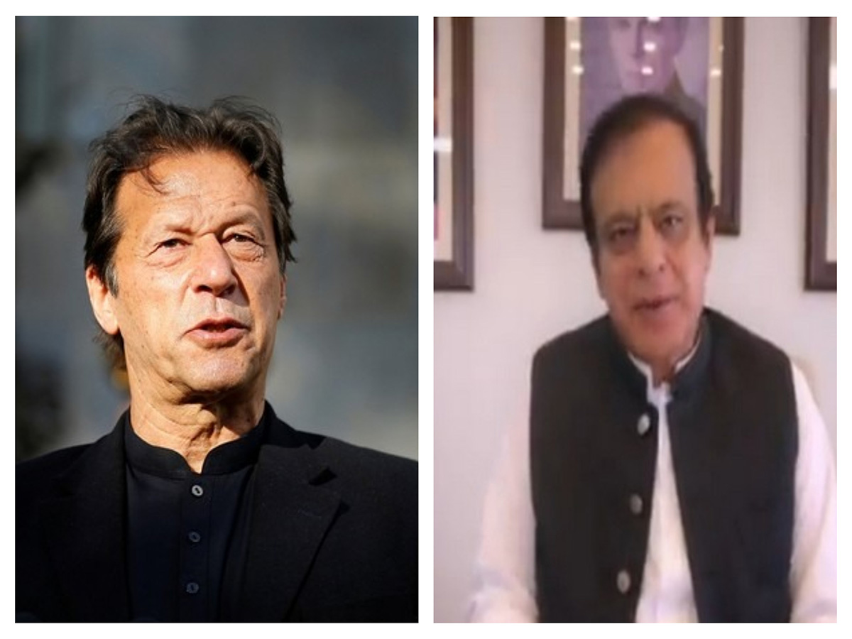 PTI founder Imran Khan (left) and party leader Shibli Faraz (right) (Image Credit: X/@shiblifaraz)