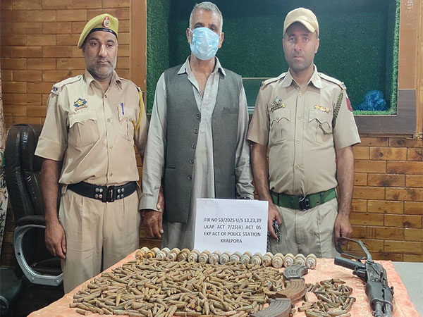 J-K: Security forces recover arms, ammunition in Kralpora, one person arrested (Photo/ANI)