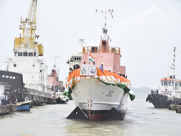 Indian Coast Guard's fifth fast patrol vessel "ATAL" launched by Goa Shipyard in Goa (Photo/Press Release)