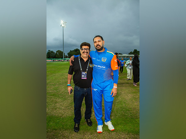 Photo caption: India Champions captain Yuvraj Singh with team owner Sumant Bahl (Image: India Champions media)