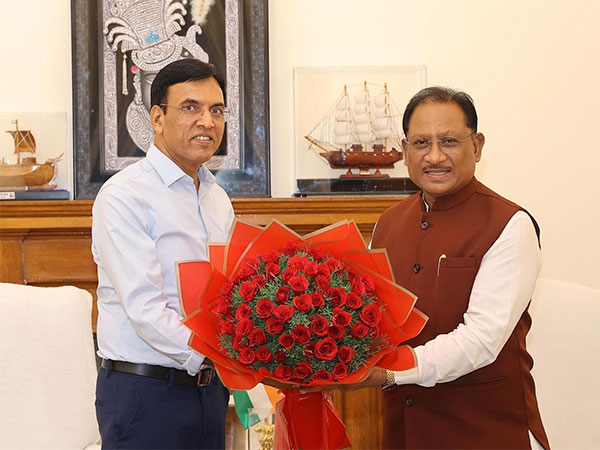Chhattisgarh CM Vishnu Deo Sai meeting Union Minister Mansukh Mandaviya in Delhi (Photo/ANI)