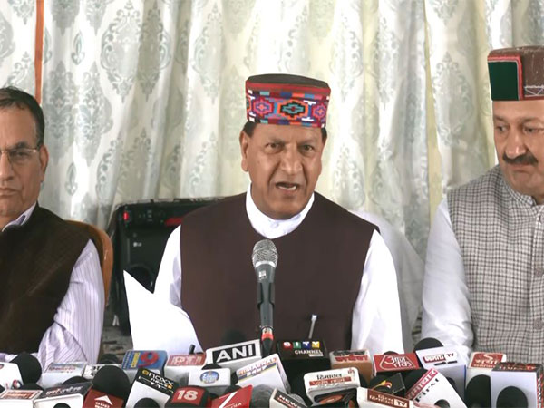 BJP Himachal state president Rajeev Bindal addressing a press conference (Photo/ANI)