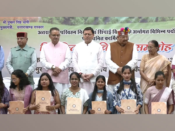 Uttarakhand CM Dhami distributes appointment letters to selected candidates under Irrigation dept and Transport Corporation (Photo/ANI)