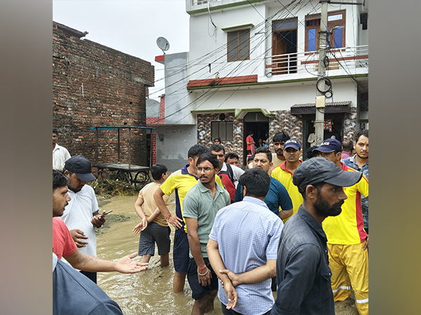 Waterlogging in Indira Colony in Bajpur area (Photo/ANI)