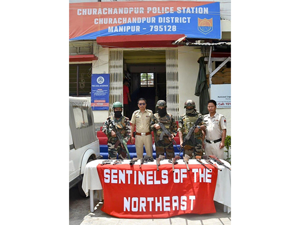 Security forces with seized weapons in Manipur. (Photo/PRO & Spokesperson, Ministry of Defence)