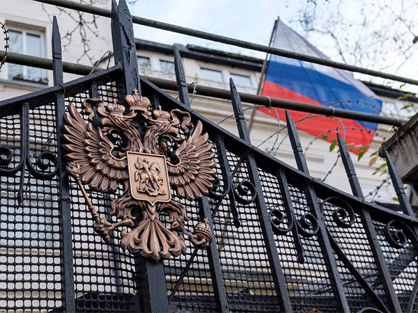 An emblem is displayed on the gate of the Russian Embassy in London (Image/Russia)