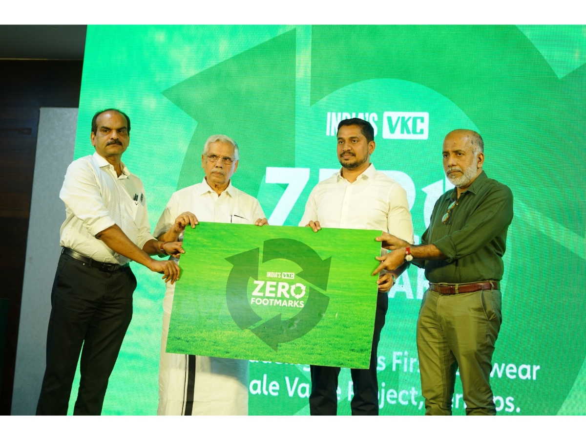 Zero Footmarks by India's VKC launched by Chairman VKC Mammed Koya with Directors V.P. Azeez, V. Rafeeque, and Manoj Matthai, Principal Strategist, The Breakthrough Group.