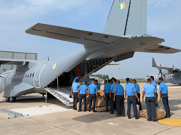 IAF aircraft gets loaded relief and rescue material (Photo/IAF)
