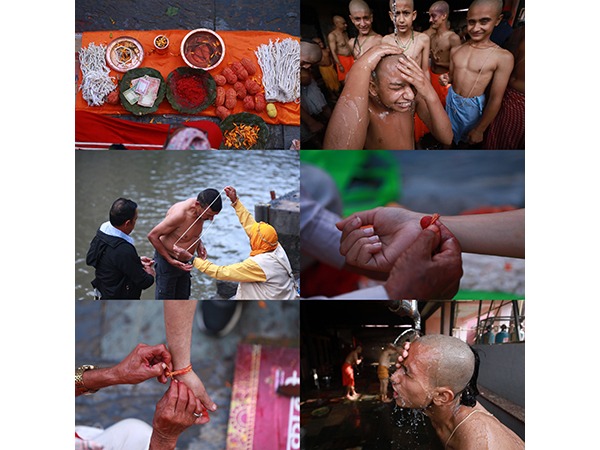 Nepal observes Janai Purnima with devotees performing ritualistic baths and changing sacred threads worn across the body and wrist, marking the traditional Hindu festival of protection and purification (Photo/ANI)