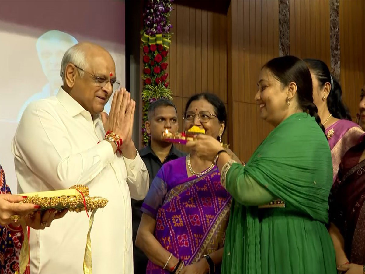 Gujarat CM Bhupendra Patel celebrating Rakshabandhan (Photo @Gujarat Information PR)