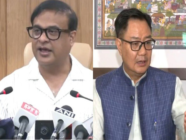 Assam Chief Minister Himanta Biswa Sarma and Union Minister Kiren Rijiju (Photo/ANI)