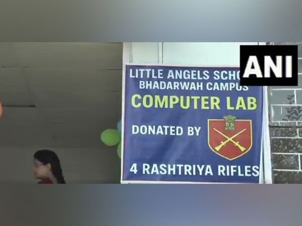 Indian Army's 4 Rashtriya Rifles sets up computer lab at Little Angel School in Bhaderwah under PMGDISHA (Photo/ANI) 