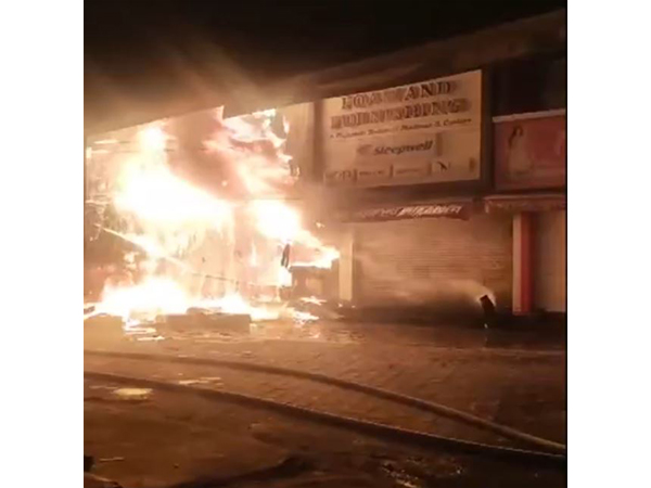 Fire breaks out in school bag shops in Bhiwani (Photo/ANI)