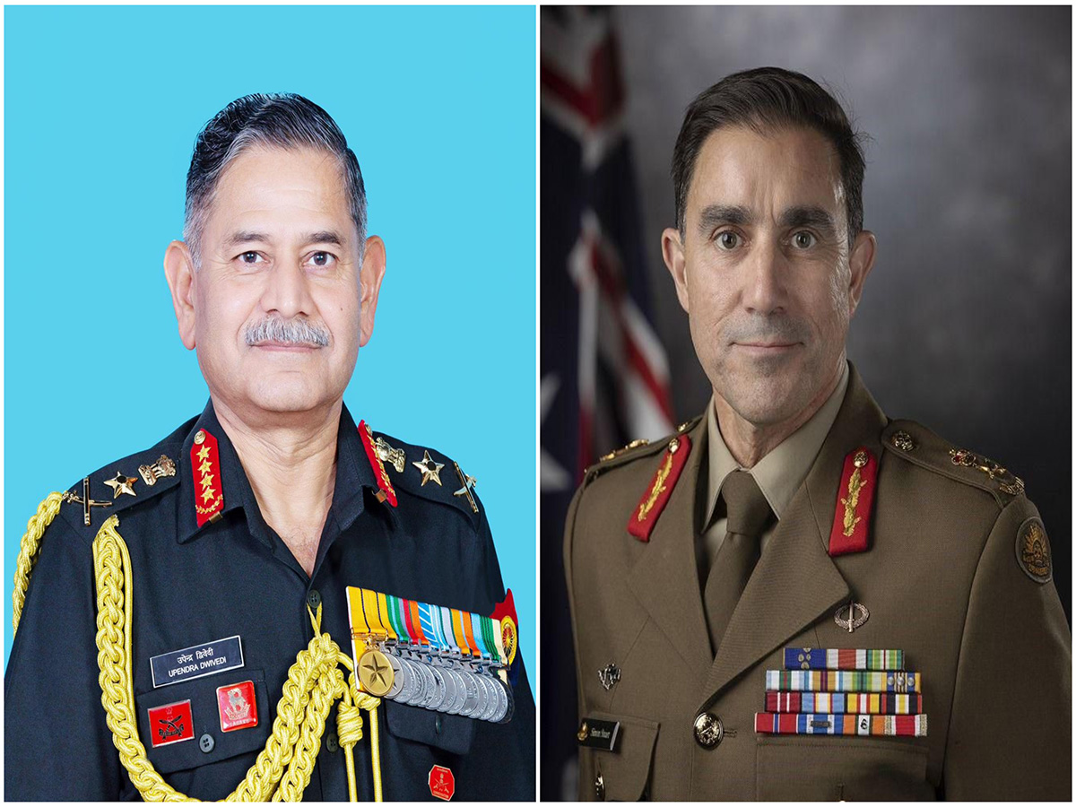COAS General Upendra Dwivedi (left)  and Chief of the Australian Army, Lt Gen Simon Stuart (Photo/ Indian Army)