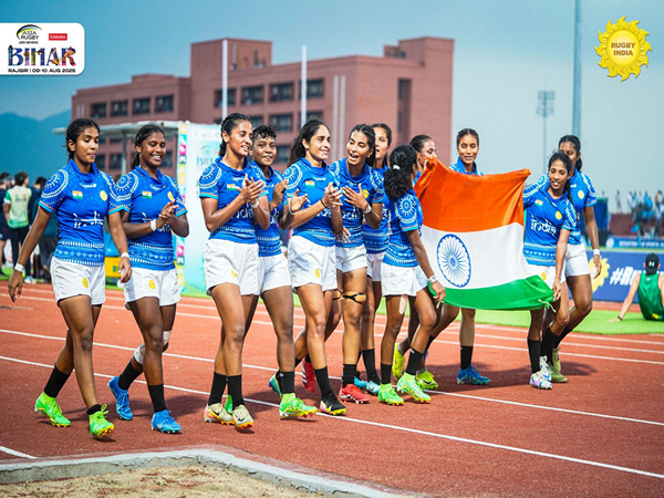 India's Women's Rugby team celebration after winning bronze medal in Asia Rugby Emirates U20 Championship (Image: Rugby India)