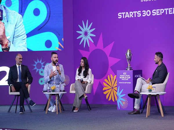 ICC CEO Sanjog Gupta with Yuvraj Singh, Mithali Raj at 50 Days to Go' event for Women's Cricket World Cup 2025 (Photo: ICC)