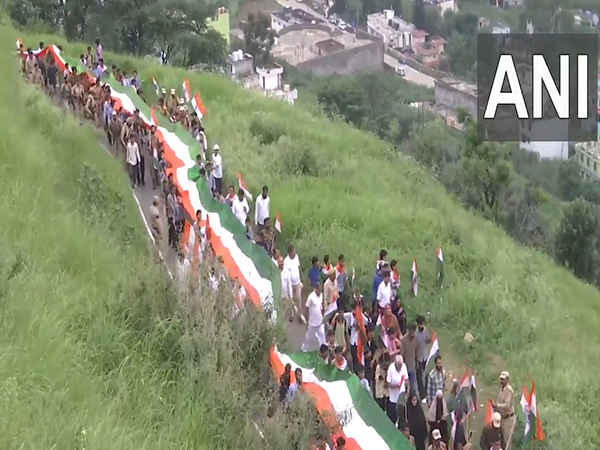 Tiranga Rally featuring 2-km-long flag in Rajouri (Photo/ANI)