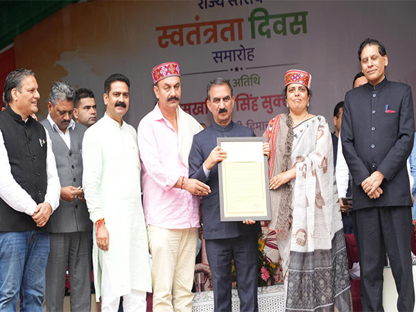 Himachal Pradesh CM launches Him Bhog wheat flour, daliya, turmeric products in Mandi, honours various individuals for valuable contributions in multiple fields. (PhotoANI)