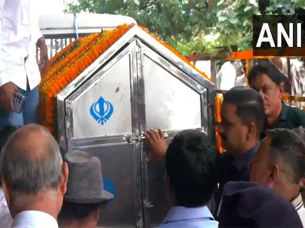 Mortal remains of Jharkhand Education Minister Ramdas Soren  (Photo/ANI)