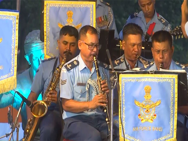 No. 7 Air Force Band performs at War Memorial, Digholi Pukhuri, Guwahati on Independence Day (Photo/ANI)