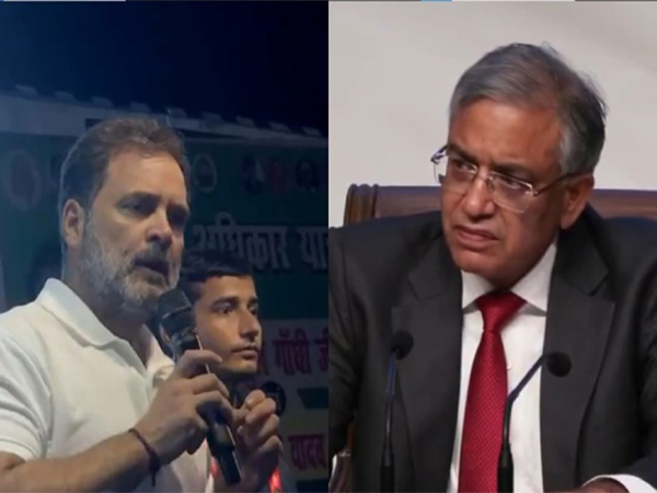 Lok Sabha LoP Rahul Gandhi and CEC Gyanesh Kumar (Photo: ANI)