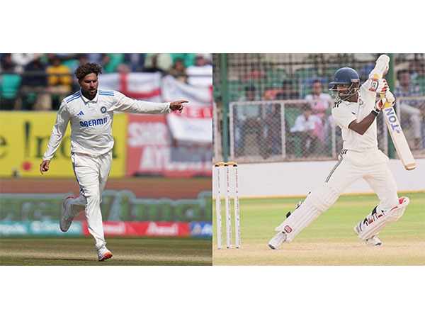Indian players Kuldeep Yav (L) and Abhimanyu Easwaran (R). (Photo: X/@BCCI)
