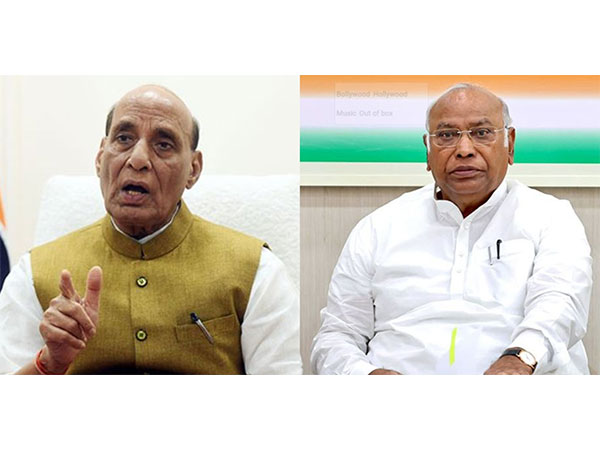 Defence Minister Rajnath Singh and Congress President Mallikarjun Kharge (File Photo/ANI)