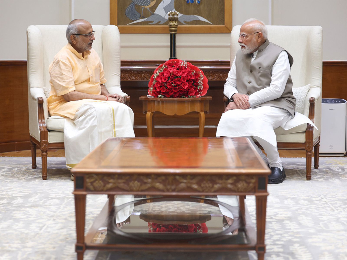 Maharashtra Governor and NDA Vice Presidential candidate CP Radhakrishnan meets Prime Minister Narendra Modi in New Delhi (Photo X/@narendramodi)