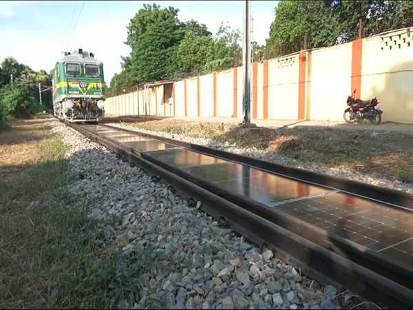 Banaras Locomotive Works installs removable solar panel system on railway tracks. (Photo/ANI)